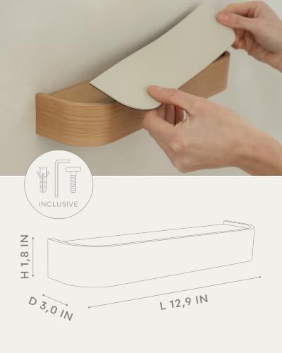 Kazai. Key Holder 'Toke' | Minimalist Key Hook Design from Berlin | Modern Key Holder Wall Mount with Wooden Shelf | Key Rack for Wall as Entryway Organizer | Oak - Image 6