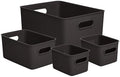Superio Ribbed Collection - Decorative Plastic Basket Open Home Storage Bins Organizer, Brown (Set of 4) 1 Large, 1 Medium, 2 Small - Container Boxes for Organizing Closet Storage Bins for Shelves by Superio
