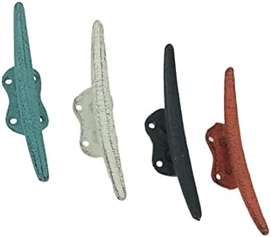 Zeckos Set of 4 Boat Cleat Wall Hooks, 5.75 Inch Tall Coastal Coral by Zeckos