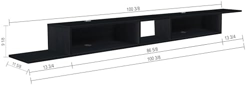 Atelier Mobili Floating TV Stand for Up to 65 Inch TVs – Wall Mounted Floating Shelf for Under TV, Entryway Organizer & Bedroom Vanity – Multi-Purpose Storage & Display Console (Black, 100INCH) - Image 2