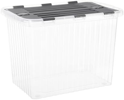 Superio 13 Gallon Hinged Lid Storage Tote; Stackable Storage Container with Lid (53 Quart, Bin with Hinged Lid) by Superio