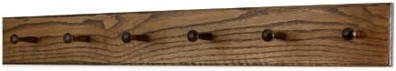 Solid Oak Xtra-Wide Shaker Peg Rack -Made in The USA - Walnut Stain 35 x 4.5 Inches with 6 Pegs by PEG+AND+RAIL