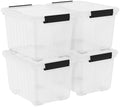 4-Pack 50 Quart Plastic Storage Bin, Stackable Wheeled Box, Clear by Uumitty