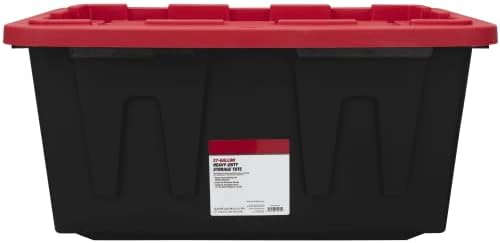 MioeDi 27 Gallon Stackable Snap Lid Plastic Storage Bin Container, Black with Red Lid, Set of 4, Black/Red - Image 3