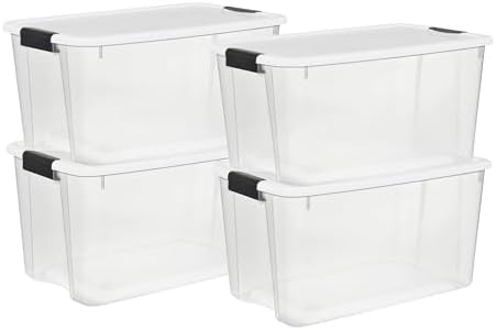 Sterilite Ultra Latch Box with Lids for Home and Office, 70 Quart, 4-Pack by Sterilite