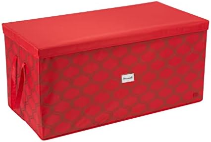 Simplify 96 Ornament Storage Box | Dimensions: 37.5"x 19"x 17.75" | Holds 96 Ornaments | Stackable | Easy Carry Handles | Red | Christmas Storage by Simplify