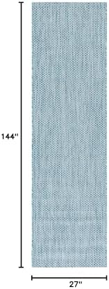 SAFAVIEH Courtyard Collection CY8521 Indoor/ Outdoor splashpoof Easy scrubbing Patio Backyard Mudroom Runner-Rug, 2'3' x 12', Aqua/Grey - Image 2