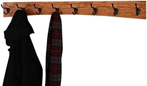 Oak Curved Back Wall Mounted Coat Rack - Bronze Hooks - Made in The USA (Burnt Orange, 41" x 4.5" - 8 Hooks) - Image 2