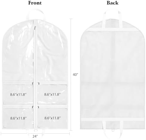 KEEGH 40 inch Clear Garment Bags for Dance Costumes, 6 Pack,White - Image 2