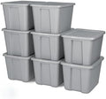 18-Gallon Plastic Storage Bins with Snap-on Lids – 8-Pack, Home Organization Essential (Light Gray) by Unknown