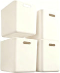 Set Of 4 Plastic Storage Bins,11.8×8×10 Inch Versatile Kitchen Pantry Organization and Storage,for Plastic Storage Container Under Bed,Under Sink Bathroom Organizer (White, 4L.) by Amyup