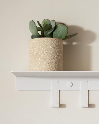 Kazai. Coat Rack Wall Mount with Shelf 'Holmsen' | Coat Rack with Shelf for Storage and Display | Wall Hooks for Hanging Clothes and Purses | Modern Entryway Hangers in Metal | White - Image 6