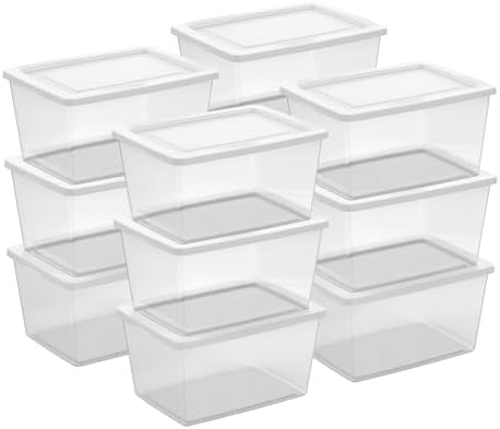 Sterilite Clear Storage Box Stackable Tote, 58 Quart, 12-Pack by Sterilite