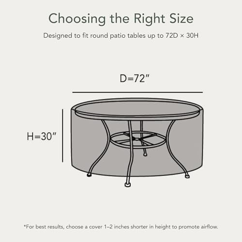 Covermates Elite Round Dining Table Cover, 72D x 30H Khaki - Image 2