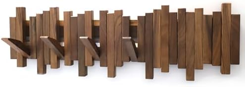 Hardwood Wall Mounted Piano Coat Rack| Flip Down Wall Hook Rack 6 Hooks|Heavy Duty Coat Hooks.Made of Black Walnut.Wall Art by Gogreebell