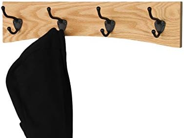 Oak Curved Back Wall Mounted Coat Rack - Bronze Hooks - Made in The USA (Natural, 52" x 4.5" - 10 Hooks) - Image 4