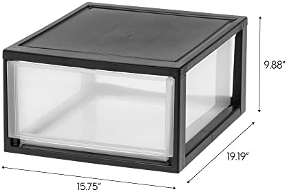 IRIS USA 2-Pack 30 Qt. Stacking Drawer Organizer with Sliding Drawer, Black - Image 3