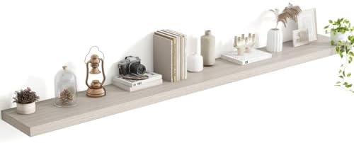 Acovy 72 Inch Floating Shelves, 8 Inch Deep Floating Shelves for Wall, Hanging Shelf with Invisible Brackets, Deep Shelves for Bathroom, Bedroom, Living Room, Grey, Set of 1 by Acovy