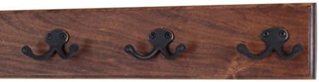 PegandRail Solid Cherry Wall Mounted Coat Rack - Oil Rubbed Bronze Double Style Coat Hooks - Made in The USA (Mahogany, 15" x 3.5" with 3 Hooks) by PEG+AND+RAIL