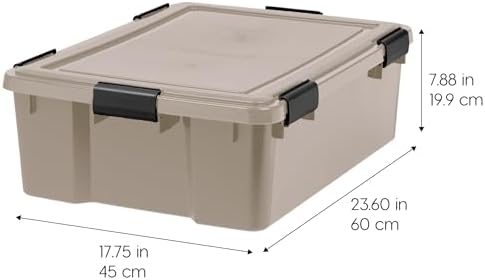 IRIS USA 4-Pack 41 Qt Storage Bins with Gasket Lids, Tan - Image 2