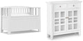 SIMPLIHOME Acadian Storage Bench and Cabinet Set in White by SimpliHome