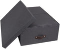 Bigso Box of Sweden Set of 3 Storage Boxes with Lids - Organiser Box For Clothes, Office Equipment and More - Wardrobe Storage Boxes with Labels for Bedding or Seasonal Clothing - Black by Bigso