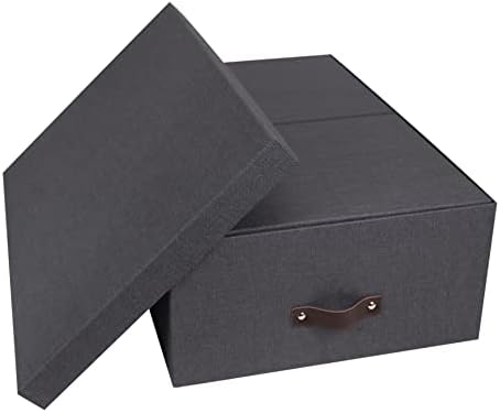 Bigso Box of Sweden Set of 3 Storage Boxes with Lids - Organiser Box For Clothes, Office Equipment and More - Wardrobe Storage Boxes with Labels for Bedding or Seasonal Clothing - Black by Bigso