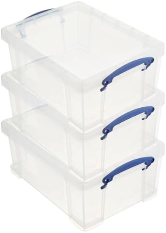 Really Useful Box Stackable 9 Liter Plastic Storage Container, 3 Pack by ReallyUsefulBox