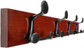 WEBI Coat Rack Wall Mount,24" Solid Wood Coat Hooks Wall Mounted Coat Hanger,16" Hole to Hole,Heavy Duty Hook Rack Rail,4 Triple Hooks for Hanging Coats,Jacket,Clothes,Hat,Backpack,Cherry by WEBI