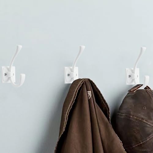 10 Pack Decorative Heavy Duty Towel Hooks for Hanging Robe Double White Coat Hooks Wall Mounted with Screws for Key, Towel, Bags, Cup, Hat - Image 4