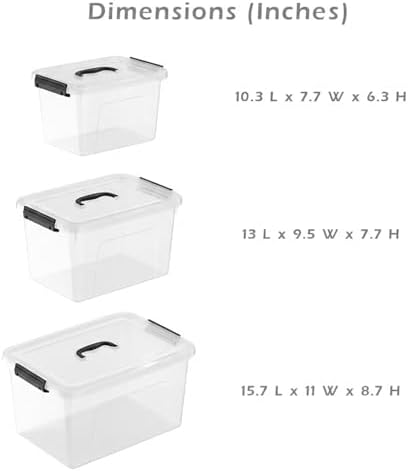 Clear Storage Latch Box/Bin, 3-Pack Plastic Organizing Container with Handle and Lids (7QT/16QT/22QT) - Image 2