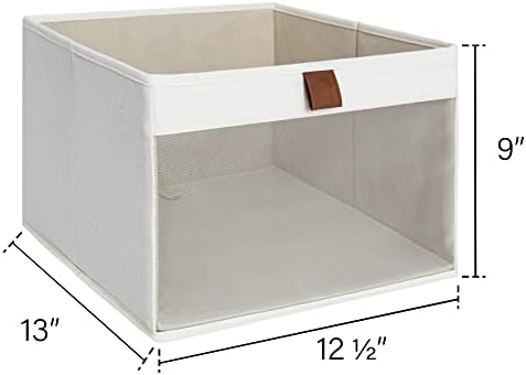 StorageWorks Rectangular Storage Bins, 3 Pack, Clear Window, Metal & PVC, Open Top, For Shelves, Closets, Bedrooms, Living Room - Image 3