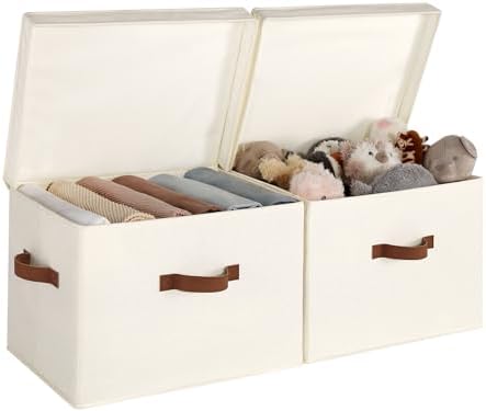 StorageWorks Fabric Storage Bins with Lids, Closet Storage Bins by StorageWorks