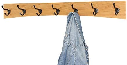 Solid Cherry Arched Wall Mounted Coat Rack Bronze Hat & Coat Hooks - Made in The USA (Natural, 25.5" x 4.5" with 5 Hooks) - Image 4