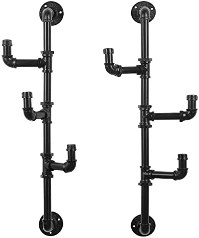 MyGift Wall Mounted Industrial Black Metal Vertical Hat and Coat Rack with 3 Adjustable Arm Hooks, Entryway Organizer Coat Hooks, Set of 2 - Image 6