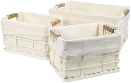 happimess Callan 3-Piece Industrial Wire Nesting Baskets 15", Almond by Happimess