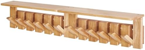 Piano Key Coat Rack Wall Mount with Shelf and 12 Hooks, Natural HWS008N-2 by High-qualityhomefurnishing