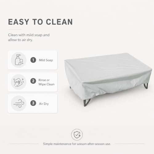 Treasure Garden Medium Rectangle Fire Pit Cover, 300D Polyester Outdoor Table & Ottoman Cover, Water Resistant, UPF50+ UV Protection, Elastic Hem, Cinch Lock, Built-In Storage Pouch, Gray - Image 7