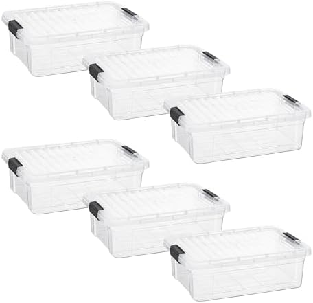 Superio 7.4 Quart Clear Plastic Storage Bin with Lid, Stackable Organizer Box, BPA-Free Storage Container for Home, Garage, School & Office, 6 Pack by Superio