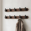 Jugen Coat Rack Wall Mount – Solid Black Walnut with 5 Heavy Duty Matte Black Hooks, Wooden Wall Coat Rack for Entryway, Coats, Hats & Bags - 19.7in, No Drill Adhesive or Hidden Screw Mount (2) by Unknown