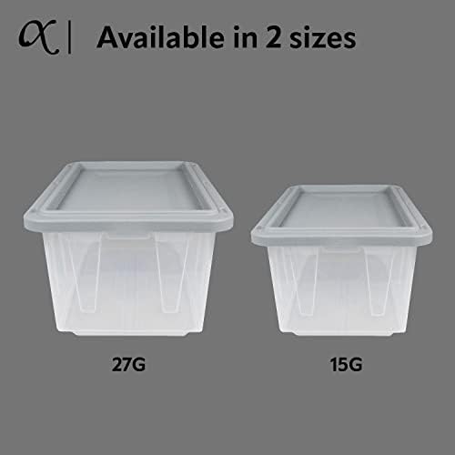 CX BLACK & YELLOW�, 27-Gallon Heavy Duty Clear Storage Container & Snap-Tight Lid, (14.3�H x 20.6�W x 30.6�D), Weather-Resistant, Stackable, See-Through Organization Tote [2 Pack] - Image 5