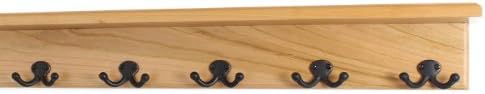 Solid Cherry Shelf Coat Rack with Aged Bronze Double Style Hooks - Made in The USA (Natural, 26" with 5 Hooks) by PEG+AND+RAIL