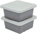 ECR4Kids Stackable Square Bins with Non-Snap Lids, Multipurpose Organization, Grey, 2-Pack by ECR4Kids