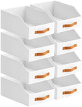 Homsorout Fabric Storage Bins for Organizing - 8 Pack Large Trapezoid Collapsible Storage Bins with Front Handle, Closet Organizers and Storage for Bedroom, Home Shelves, Small Spaces, White by Homsorout