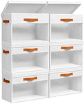 Homsorout Large Storage Bins with Lids - 6 Pack Foldable Decorative Organizers with Clear Windows & Handles, Cube Storage Organizers for Clothes, Blankets, Sweaters, Sheets, White by Homsorout
