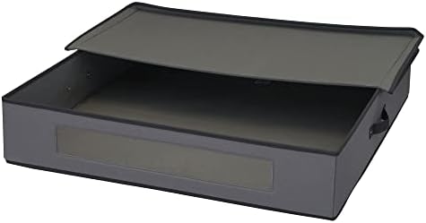 Household Essentials Wreath Storage Container Box with Handles, Sturdy Fabric‑Covered Sides for 30‑Inch Wreath, Gray with Charcoal Trim - Image 4
