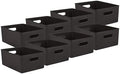 Superio Decorative Plastic Basket Open Home Storage Bins Organizer Baskets, Large Brown (8 Pack) Container Boxes for Organizing Closet Storage Bins for Shelves Drawer Shelf, 15 Liter by Superio
