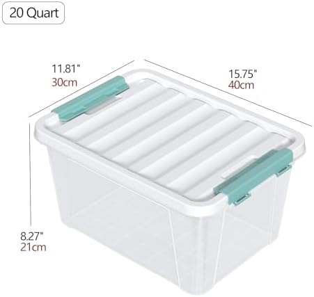 Readsky 4 Packs Clear Storage Latch Boxes, 20 Quart Plastics Storage Bins with Lids, Stackable - Image 2