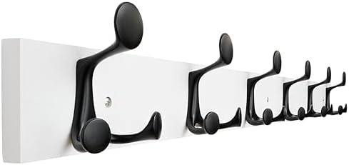 SKOLOO 39-Inch White Wood Coat Rack Wall Mount with 6 Triple Hooks - Ideal for Family Entrances, Classrooms, and Pet Supplies Storage - Perfect Coat Hooks for Wall, Pack of 2 by SKOLOO