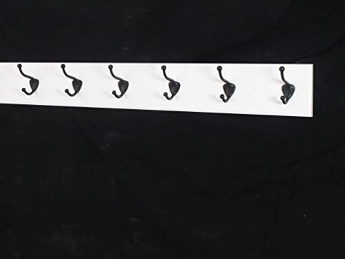 White Wall Mounted Coat Rack with Bronze Hooks 4.5" Ultra Wide (30.5 x 4.5" with 6 Hooks) by PEG+AND+RAIL